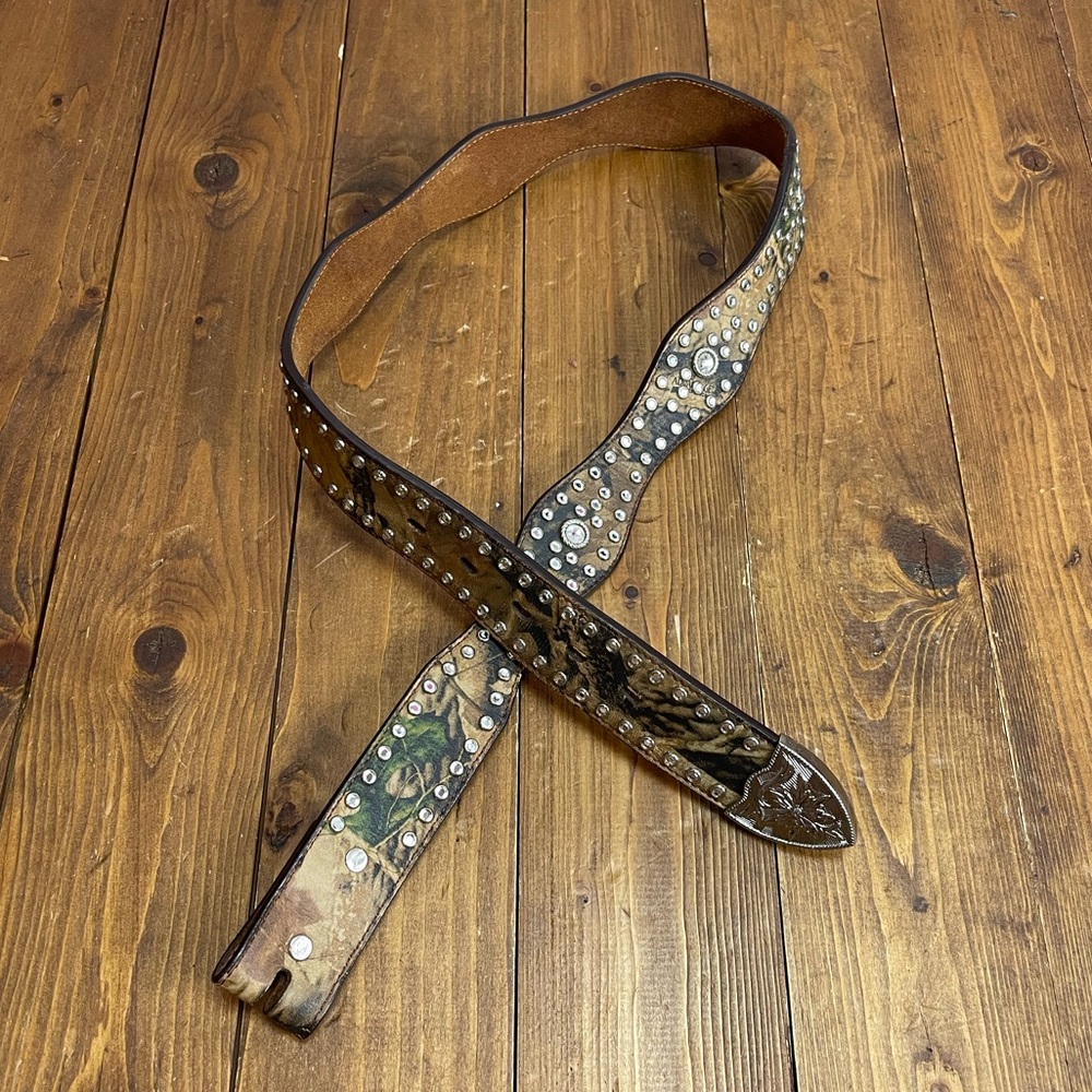 DDD 3D belts camo and rhinestone Belt NO BUCKLE size 34
